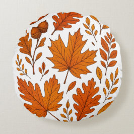 Almofada Redonda Autumn Botanic - Folhas de outono