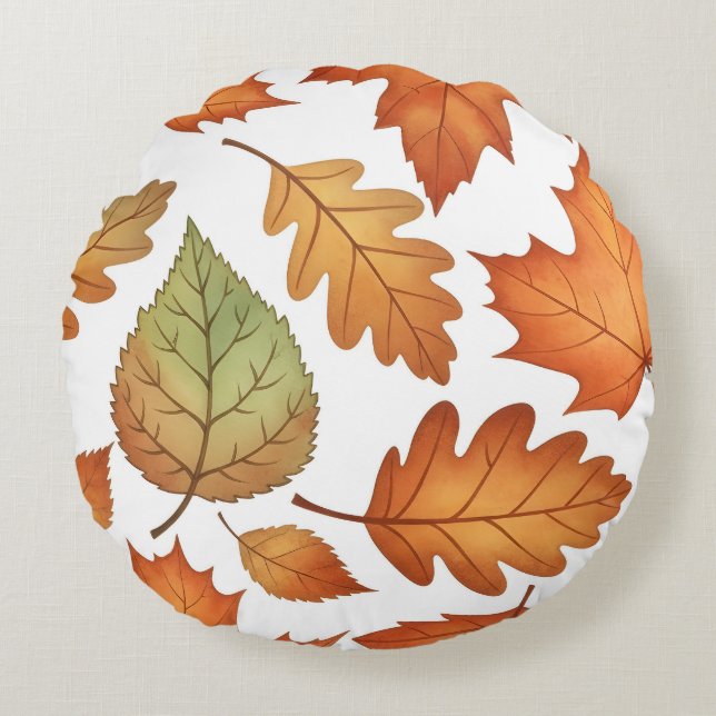 Almofada Redonda Autumn Leaf Seamless Pattern (Frente)