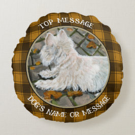 Almofada Redonda Autumn Leaves Westie no Pacio