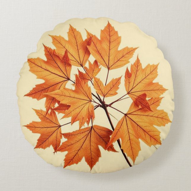 Almofada Redonda Autumn Maple Leaf Print: Fall Foliage (Frente)