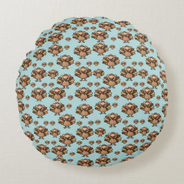 Almofada Redonda Autumn Turkey Pattern Pillow – Festive Thanksgivin