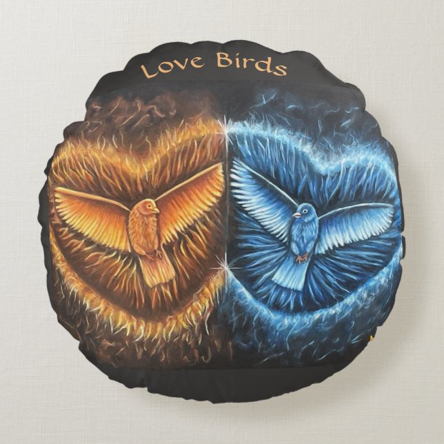 Almofada Redonda Aves Voando Juntas- (Frente)