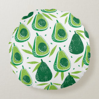 Almofada Redonda Avocado, selo texturizado, padrão perfeito.