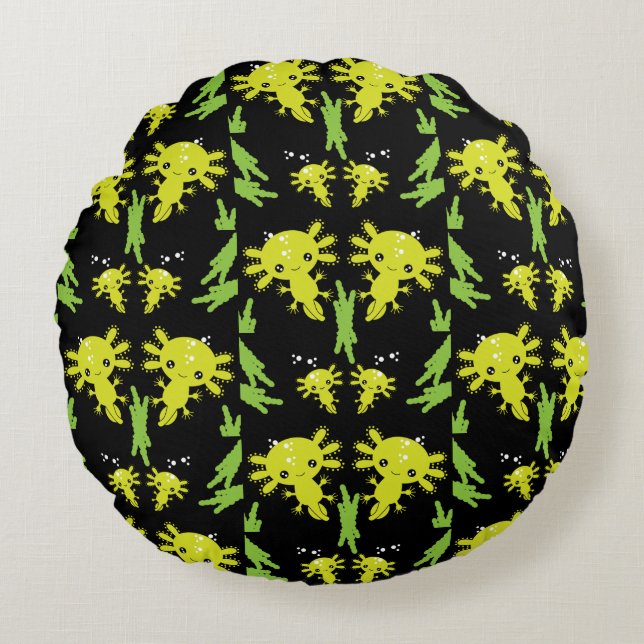 Almofada Redonda Axaotl Salamander Kids Gift (Frente)