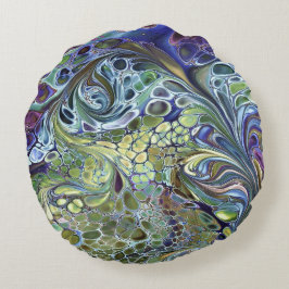 Almofada Redonda Azeitona verde-roxa-lama