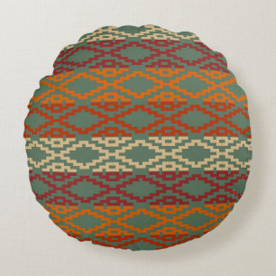 Almofada Redonda Aztec Sudoeste Tribal Diamantes
