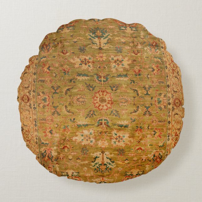 Almofada Redonda Azul Amarelo Verde Persa Mudado  (Frente)