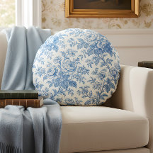 Azul e Creme Floral Toile de Jouy