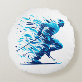 Almofada Redonda Azul Energetico para Entusiastas Esportivos