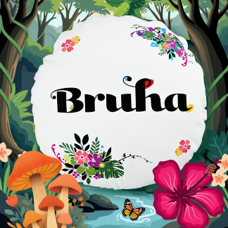 Almofada Redonda Azul Engraçada Filipina Bruha Boh