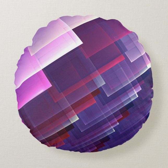 Almofada Redonda Azul Geométrico (Frente)