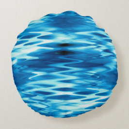 Almofada Redonda Azul-gradiente retido formando o redemoinho abstra