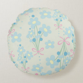Almofada Redonda Azul Suave e Harmonia Rosa