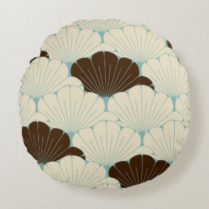 Almofada Redonda Azulejo de Folhagem Azul do Estilo Japonês