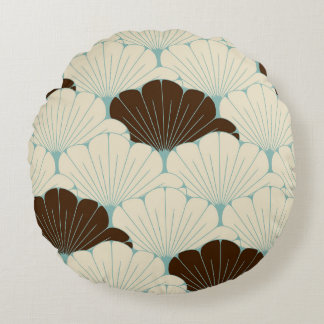Almofada Redonda Azulejo de Folhagem Azul do Estilo Japonês