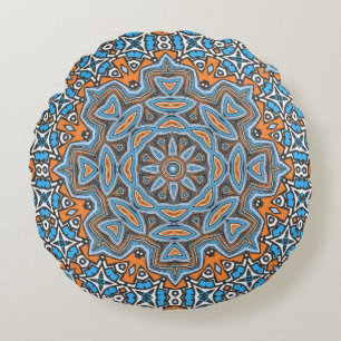 Almofada Redonda Azulejo de mosaico de mandala abstrato sem soldadu
