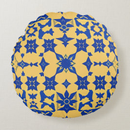 Almofada Redonda Azulejo de Motivo de Azulejo Azul Caribenho 
