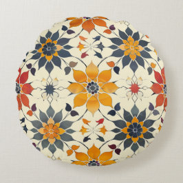 Almofada Redonda Azulejo Floral de outono