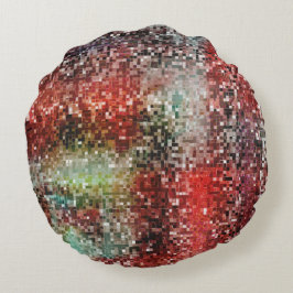 Almofada Redonda Azulejo vermelho manchado com tinta pulverizada