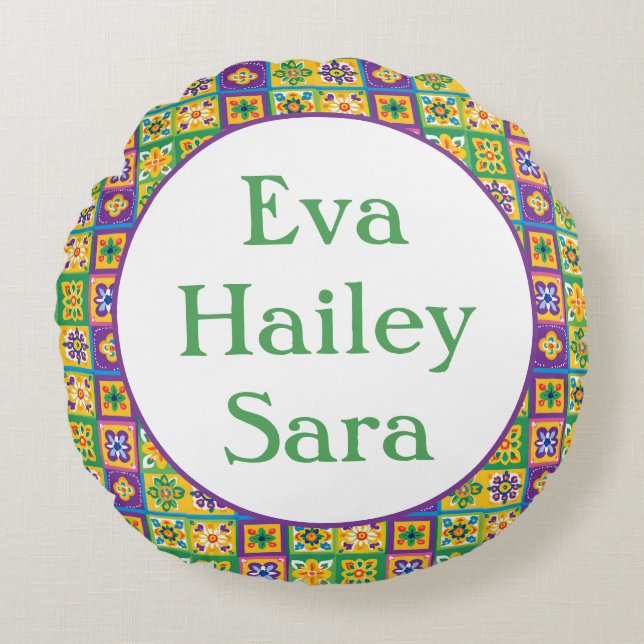 Almofada Redonda Azulejos coloridos (Frente)