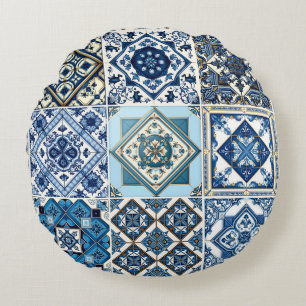 Almofada Redonda Azulejos do Mediterrâneo, Portugal, Azulejo, Majol