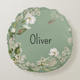 Almofada Redonda Baby Boy Nursery Decor Watercolor Floral