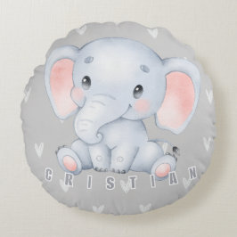 Almofada Redonda Baby Elephant Nursery Cute Decor 