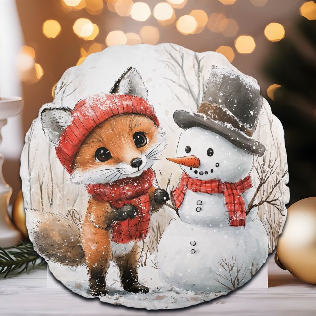 Almofada Redonda Baby Fox e Snowman (Criador carregado)