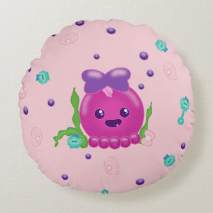 Almofada Redonda Baby Girl Kawaii Octopus