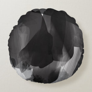 Almofada Redonda Backgroun Abstrato pintado preto e branco escovado