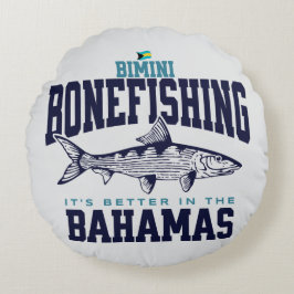 Almofada Redonda Bahamas Souvenir Gift: Bimini Bahamas Bonefishing