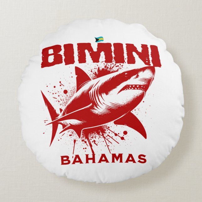 Almofada Redonda Bahamas Souvenir Gift: Bimini Bahamas Peixes de Tu (Frente)