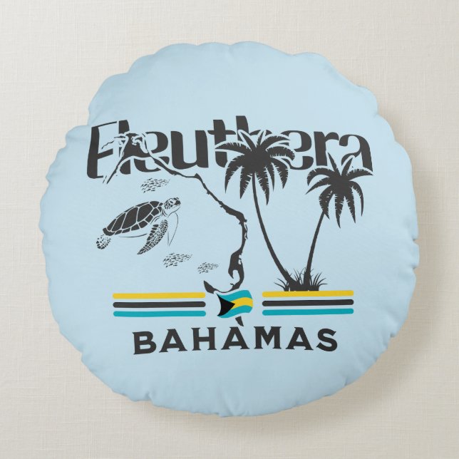Almofada Redonda Bahamas Souvenir Gift : Eleuthera Bahamas Flag (Frente)