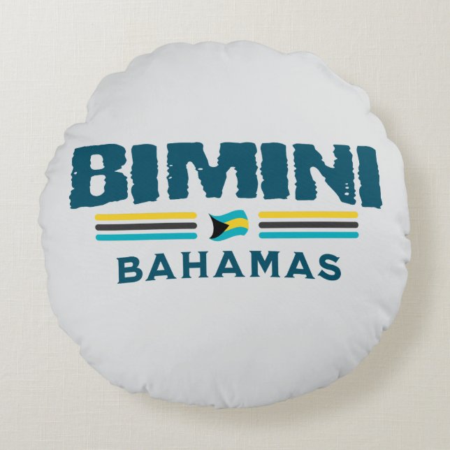 Almofada Redonda Bahamas Souvenir Gift: Independência de Bimini Bah (Frente)
