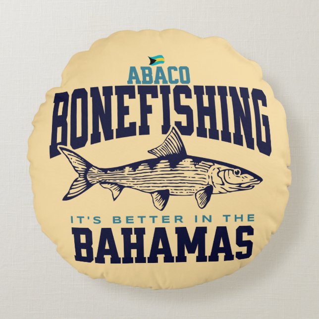 Almofada Redonda Bahamas Souvenir Presente: Abaco Bahamas Bonefishi (Frente)