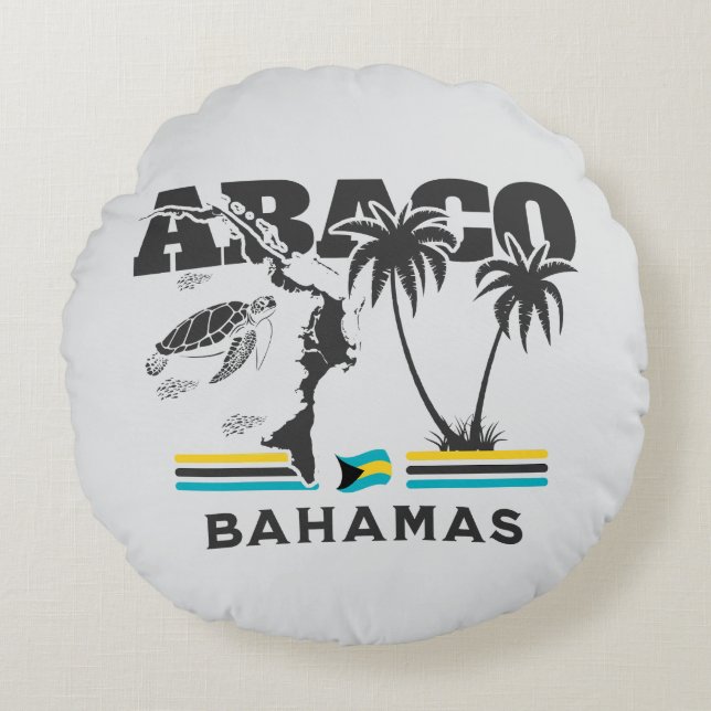 Almofada Redonda Bahamas Souvenir Presente: Abaco Bahamas Independê (Frente)