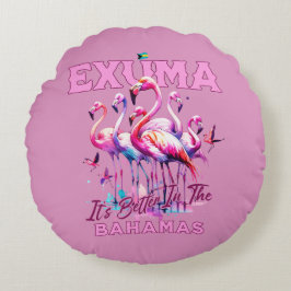 Almofada Redonda Bahamas Souvenir Presente: Exuma Bahamas Flamingo