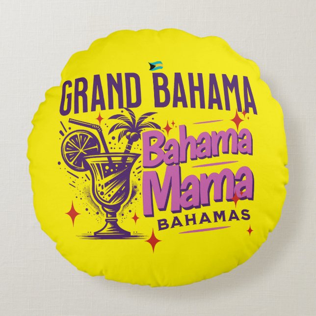 Almofada Redonda Bahamas Souvenir Presente: Grande Bahama Mama Crui (Frente)