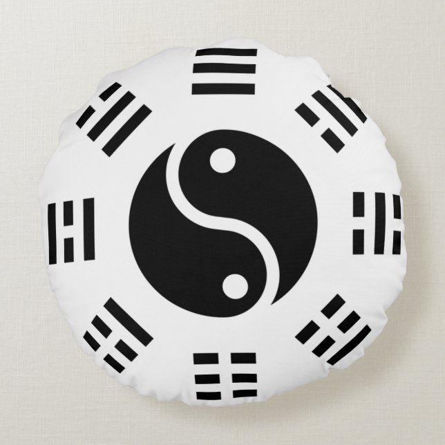 Almofada Redonda Balança: Ba Gua, oito trigramas yin yang TCM (Verso)