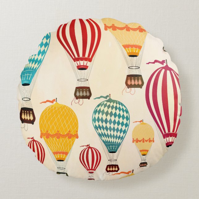 Almofada Redonda Balão de ar: design de padrão brincalhão. (Frente)