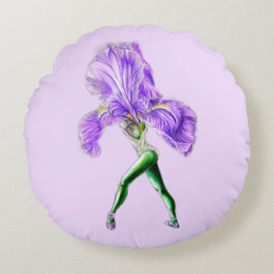 Almofada Redonda Balé Flor Ballerina Iris Travesseiro redondo Dança