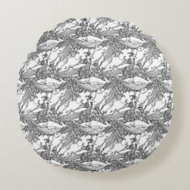 Almofada Redonda Baleia-jubarte branca e negra