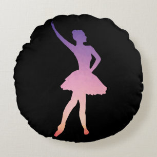 Almofada Redonda Ballerina dançarina adolescente púrpura, cor-de-