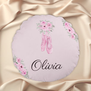 Almofada Redonda Ballerina Floral Cor-De-Rosa Elegante Nome Persona