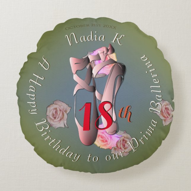 Almofada Redonda Ballerina Pointe Retro (Frente)