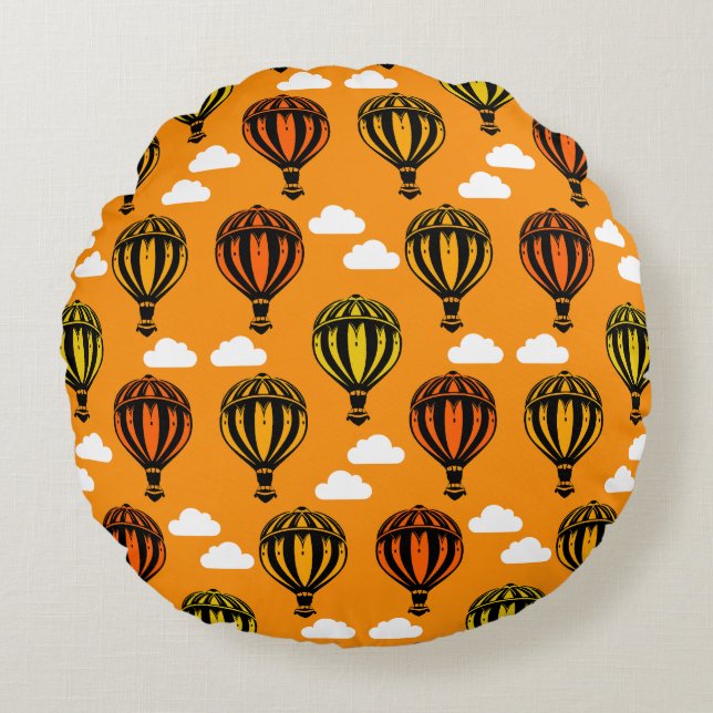 Almofada Redonda Balonagem de Ar Quente Padrão (Frente)