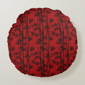 Almofada Redonda Bambu vermelho e preto