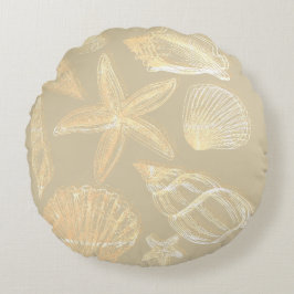 Almofada Redonda Banda Neutra Tan Beige Seashell Shells Beach House