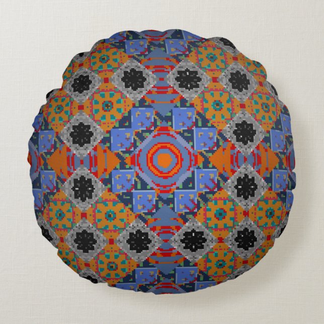 Almofada Redonda Bandanna shawl, tecido de design de toalha de mesa (Frente)