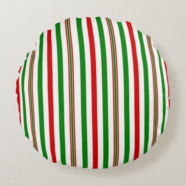 Almofada Redonda Bandas decorativas de Natal (Frente)